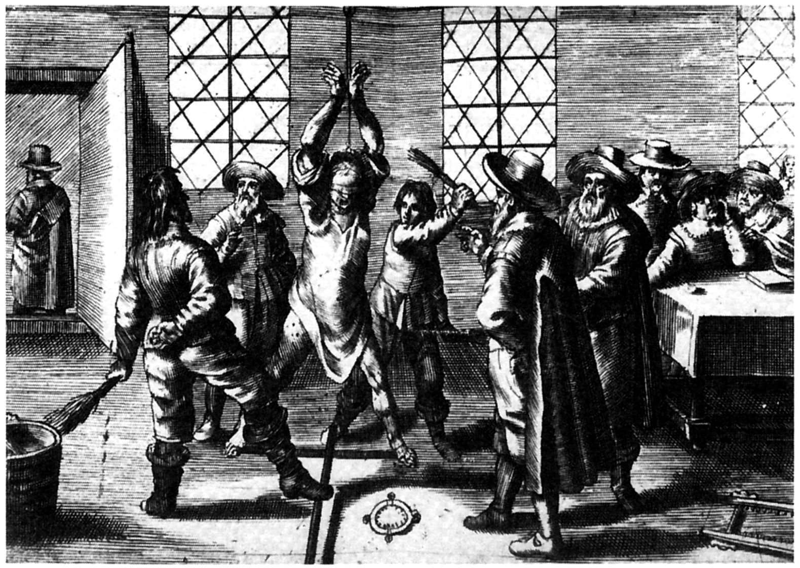 Folterszene: Auspeitschen Kupferstich, 1632, aus Friedrich von Spee, Cautio...